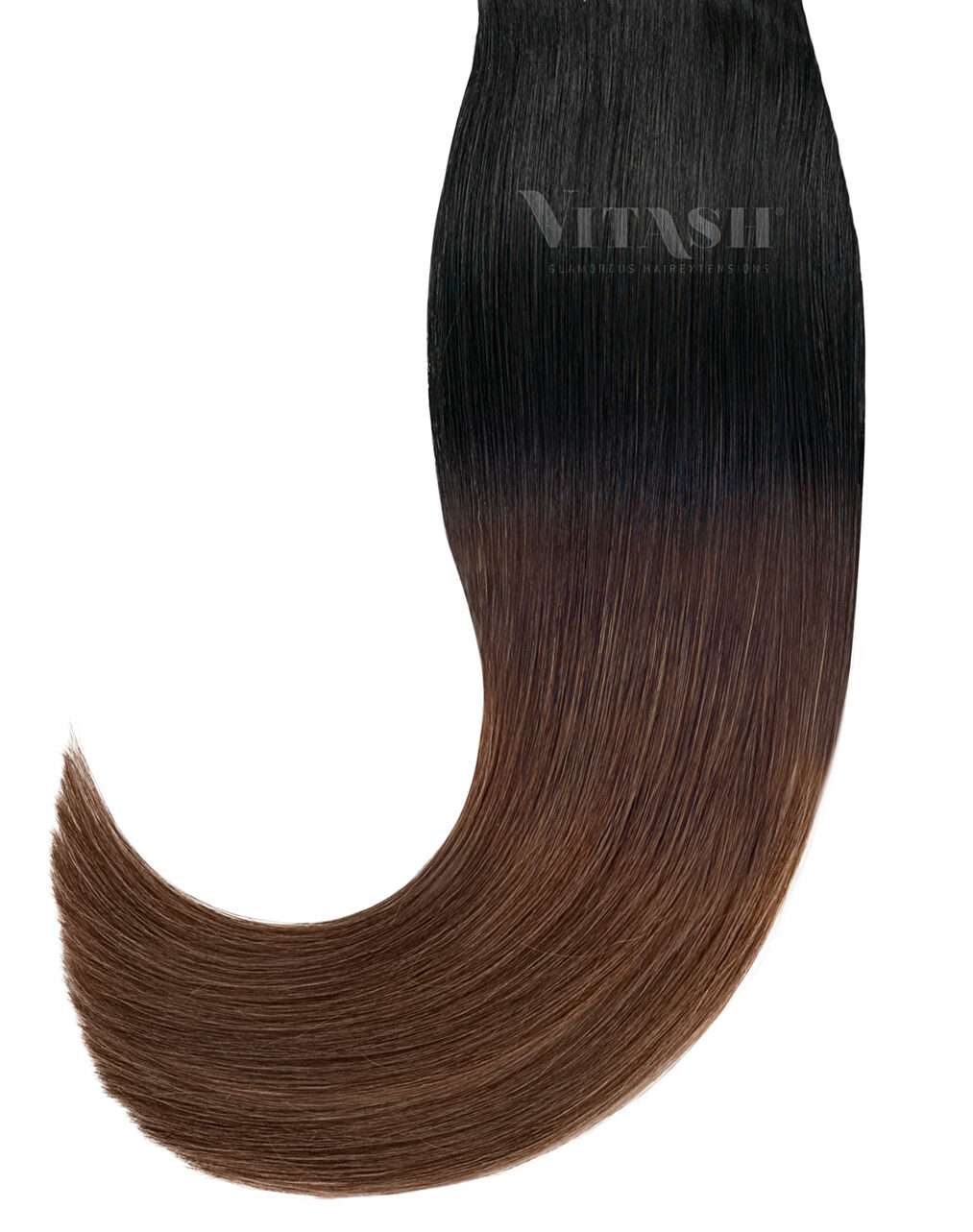 20 Remy Tape In Extensions Haarverlaengerung | Farbe Ombre Schwarz Schokobraun 50cm